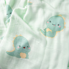 Load image into Gallery viewer, (SALE) Little Bearnie Swaddle / Baby Blanket - T-Rex Dino