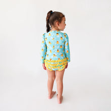 Load image into Gallery viewer, (SALE) Posh Peanut Ducky - Long Sleeve Ruffled Rash Guard Swimsuit