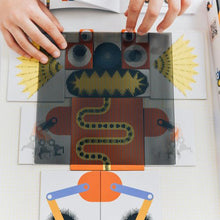 Load image into Gallery viewer, Djeco KINOPTIK ANIMATED OPTICAL ILLUSION PUZZLE: ROBOTS (60PC)