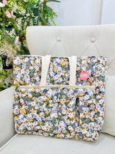 Load image into Gallery viewer, Kinda Crafty - Lucy Totebag (Floral green purple)