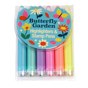Rex London Highlighters & stamp pens (set of 6) - Butterfly Garden