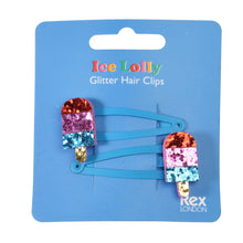 Load image into Gallery viewer, Rex London Glitter hair clips (set of 2) - Ice lolly