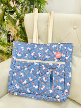Load image into Gallery viewer, Kinda Crafty - Lucy Totebag (White bunny in Blue)