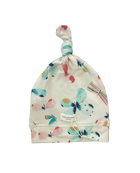 (SALE) Loulou Lollipop Top Knot Beanie in TENCEL™ - Butterfly - 6-12 M