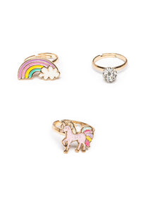 Great Pretenders Boutique Unicorn Rainbow Rings 3 pcs