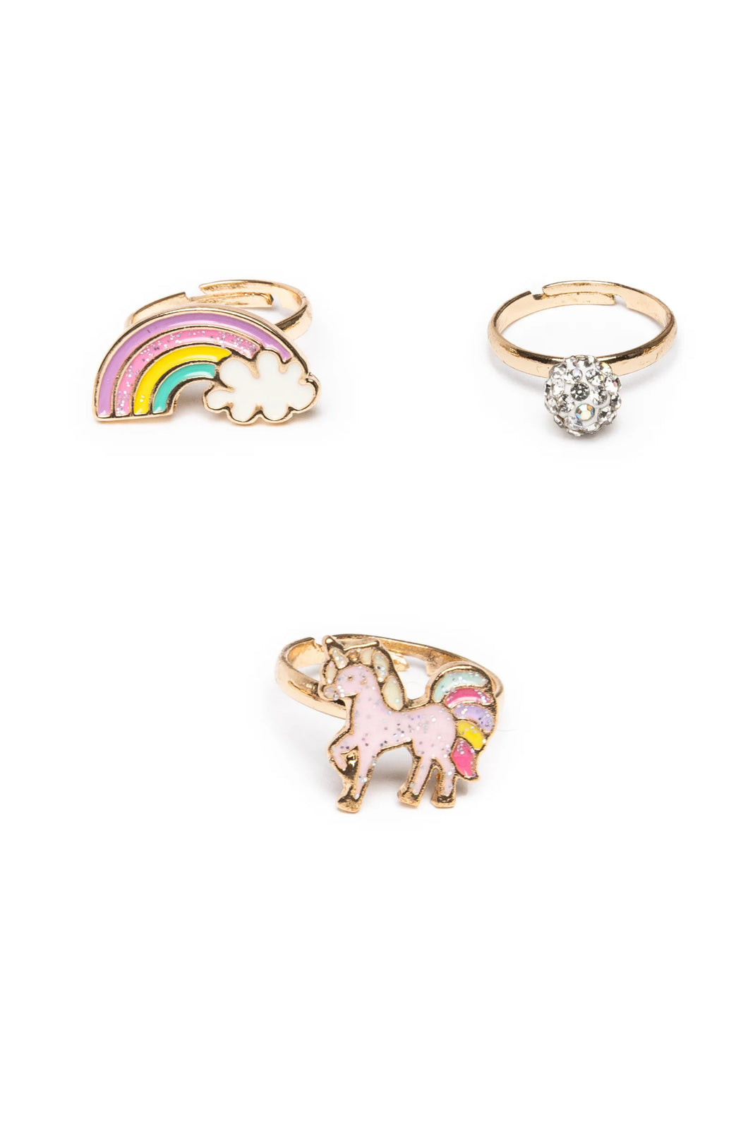 Great Pretenders Boutique Unicorn Rainbow Rings 3 pcs