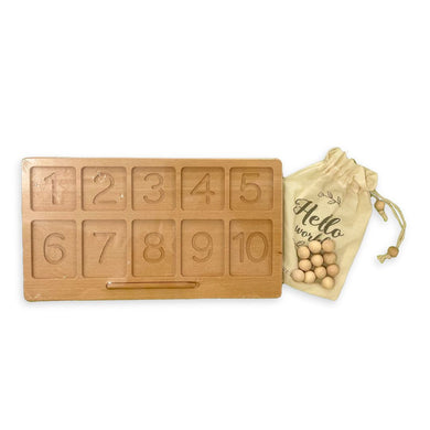 LITTLE & CO. - Wooden Number Sorting and Counting Board with Wooden Balls