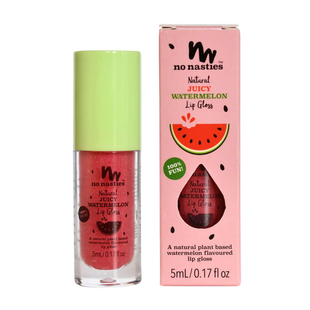 No Nasties Natural Kids Lip Gloss Wands - Juicy Watermelon - Bright Watermelon Coloured