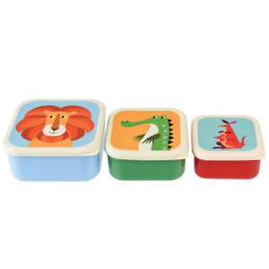 Rex London Set Of 3 Colourful Creatures Snack Boxes