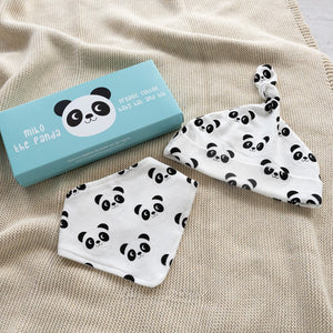 Rex London Miko The Panda Organic Cotton Babies Hat And Bib Set