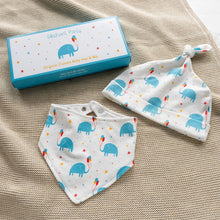 Load image into Gallery viewer, Rex London Elephant Part Cotton Babies Hat And Bib Set