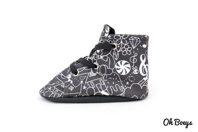 Oh Boeys Monochrome Doodles Lace Up Shoes