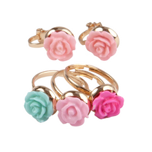 Load image into Gallery viewer, Great Pretenders Boutique Rose Rings &amp; Earring Set, 3