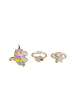 Load image into Gallery viewer, Great Pretenders Boutique Butterfly &amp; Unicorn Ring, 3 Pcs