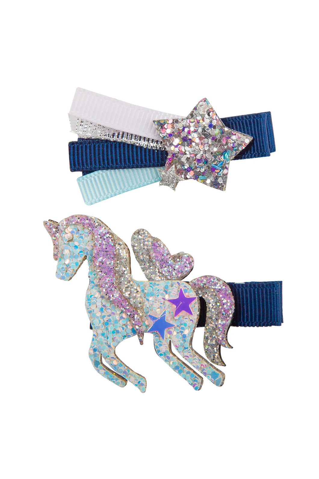 Great Pretenders Boutique Navy Unicorn Star Hairclip,