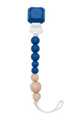 Loulou Lollipop Colour Pop Silicone & Wood Pacifier Clip - Classic Blue