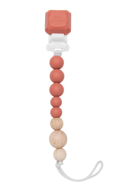 Loulou Lollipop Colour Pop Silicone & Wood Pacifier Clip - Terra Cotta