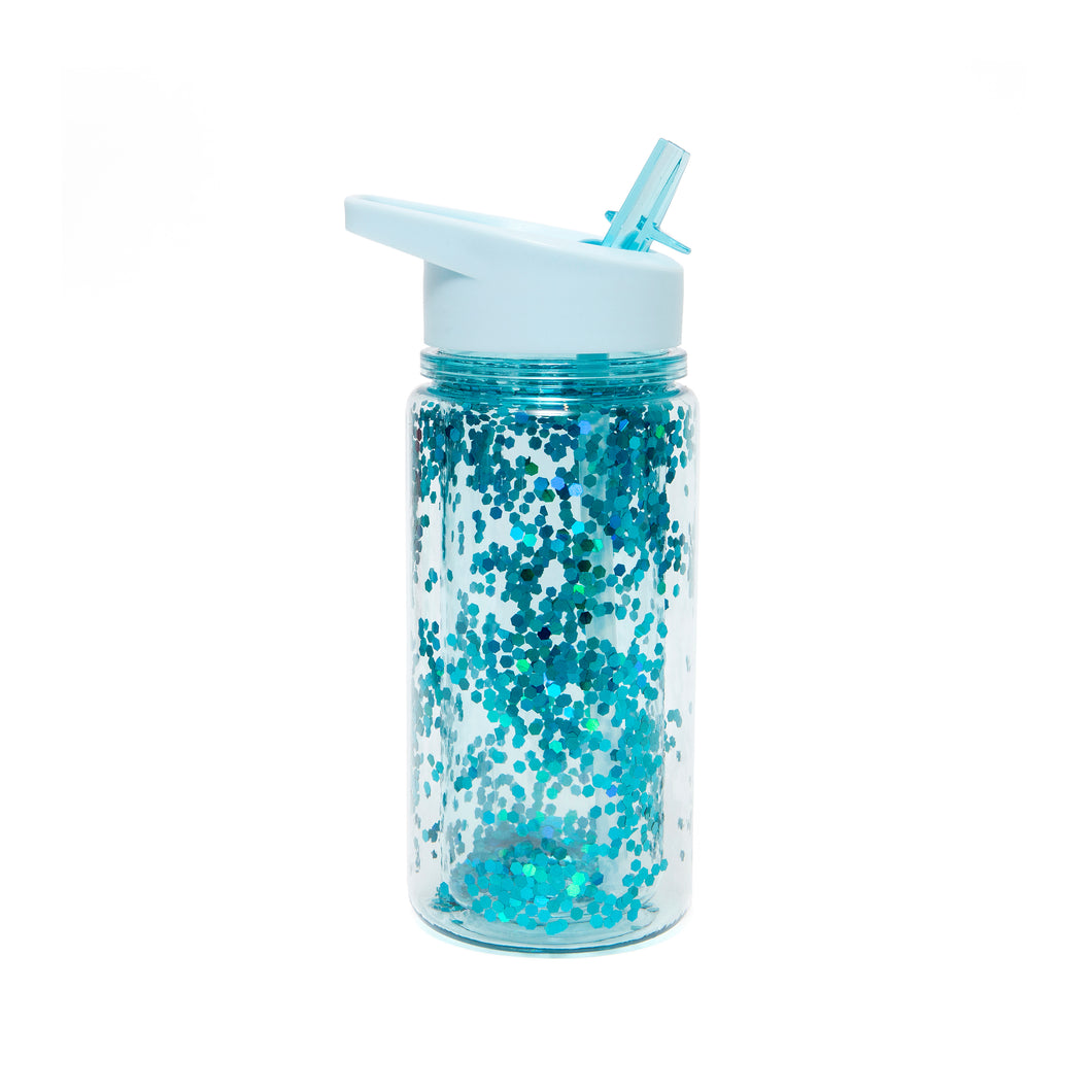 Petit Monkey Drinking Bottle Glitter Dusty Aqua