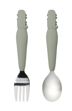 Loulou Lollipop Kid's spoon/fork set - Alligator