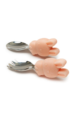 Loulou Lollipop Born to be Wild Learning spoon/fork set - Bunny