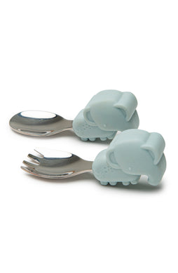 Loulou Lollipop Born to be Wild Learning spoon/fork set - Elephant