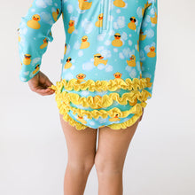 Load image into Gallery viewer, (SALE) Posh Peanut Ducky - Long Sleeve Ruffled Rash Guard Swimsuit