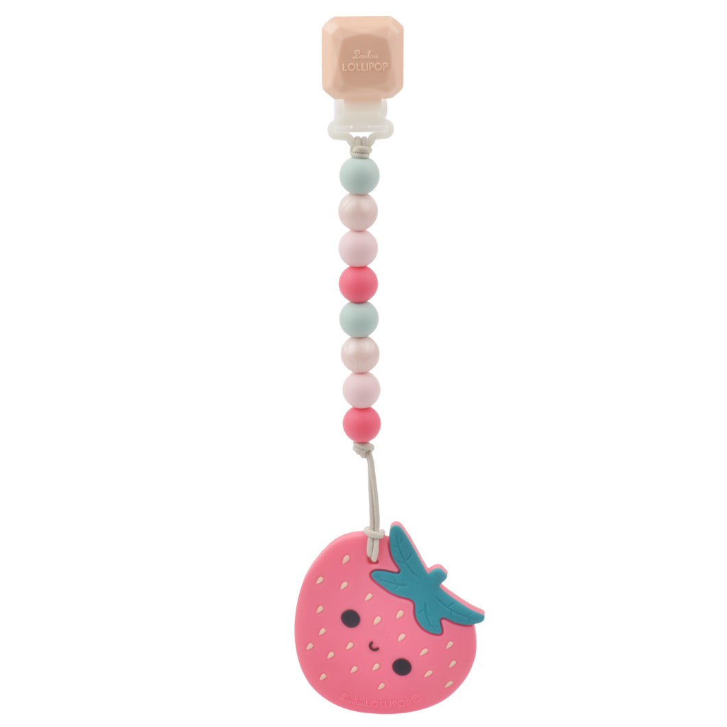 Loulou Lollipop Strawberry Silicone Teether Set