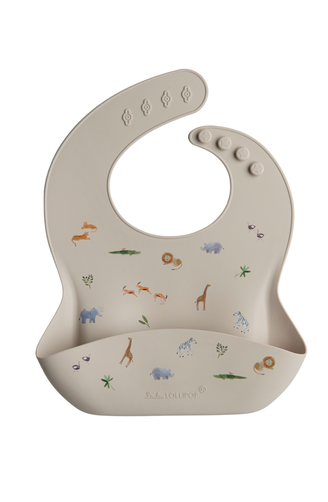 Loulou Lollipop Silicone Bib Printed - Safari