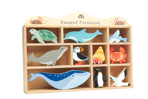 Tender Leaf Toys 10 Sea Creature Animals & Shelf
