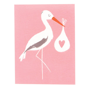 Rex London Pink Baby Bundle Stork Card