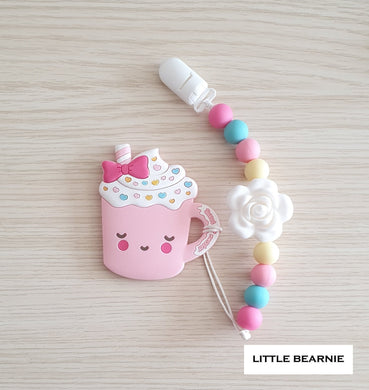 Little Bearnie Teether and Clip Set - Lovely Milkshake (Pink)