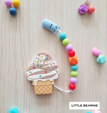 Little Bearnie + Loulou Lollipop Teether Set - Choco Swirl Icecream Design