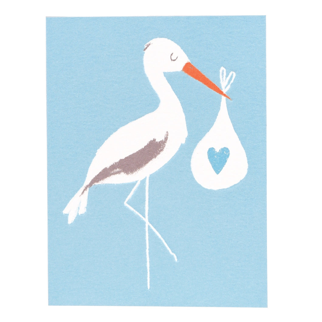 Rex LondonBlue Baby Bundle Stork Card