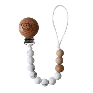 Glitter & Spice Pacifier Clip - Marble